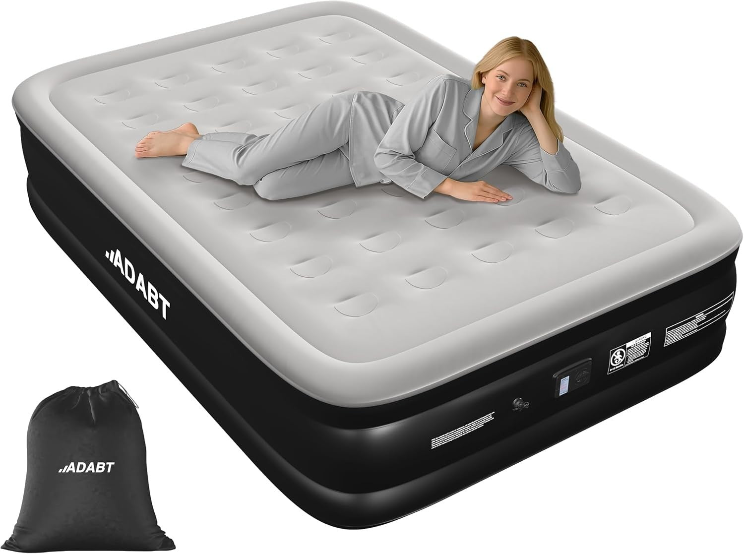 King Inflatable Air Mattress with Built-In Pump | Flocked, Waterproof, Durable B