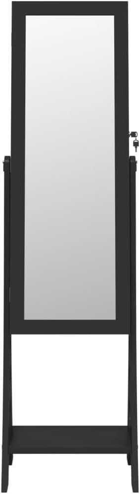 LED Standing Mirror Jewelry Cabinet Lockable Storage Armoire Black