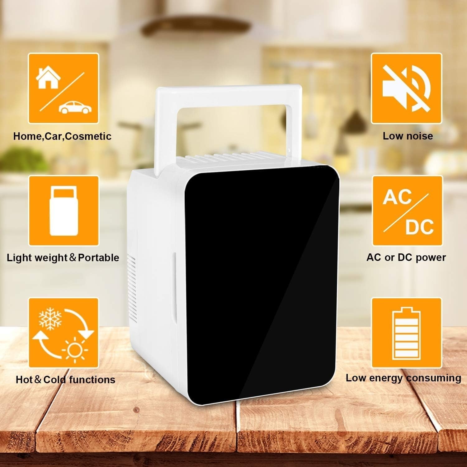 10L Mini Fridge Portable AC/DC Cooler Skincare Drinks Food Black