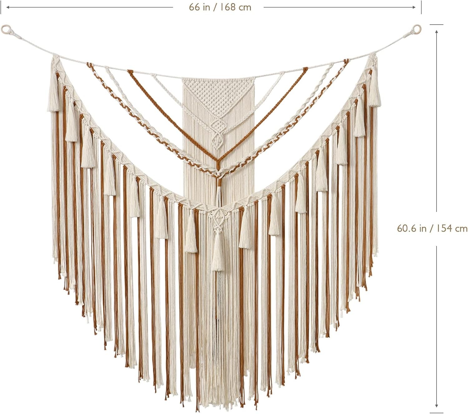 Large Boho Macrame Wall Hanging 43"x35" Geometric Woven Decor