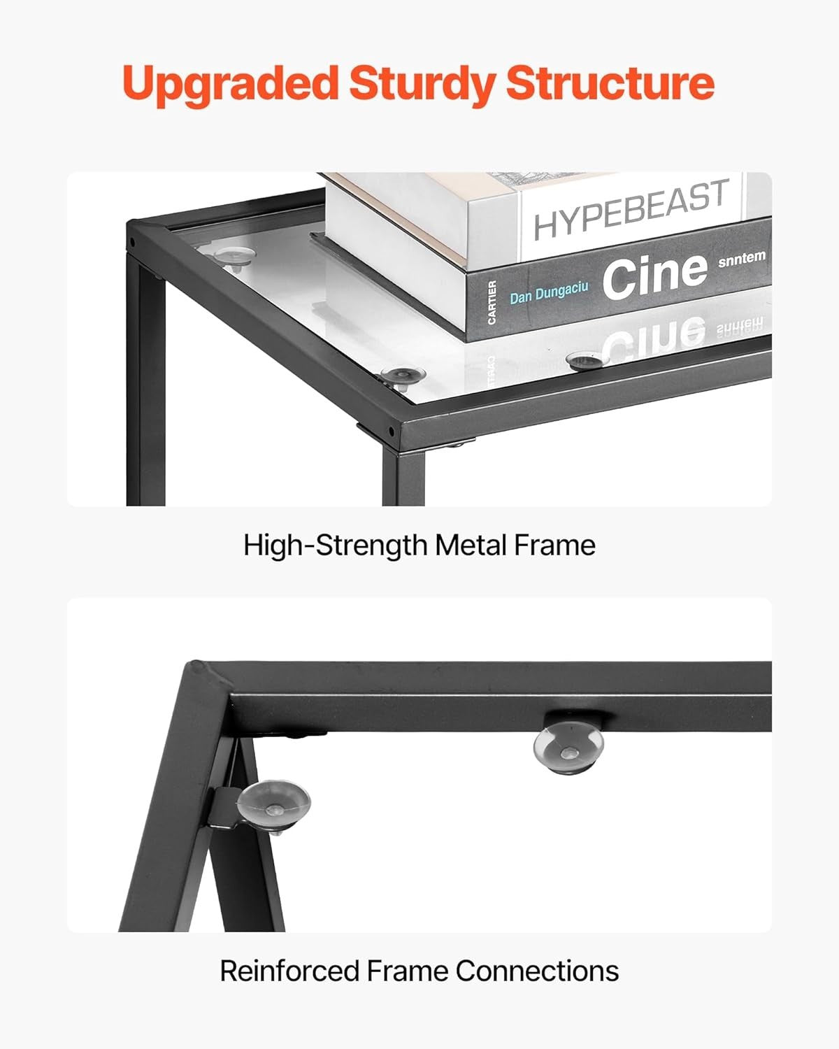 Modern Tempered Glass Console Table with 2-Tier Storage & Anti-Tip