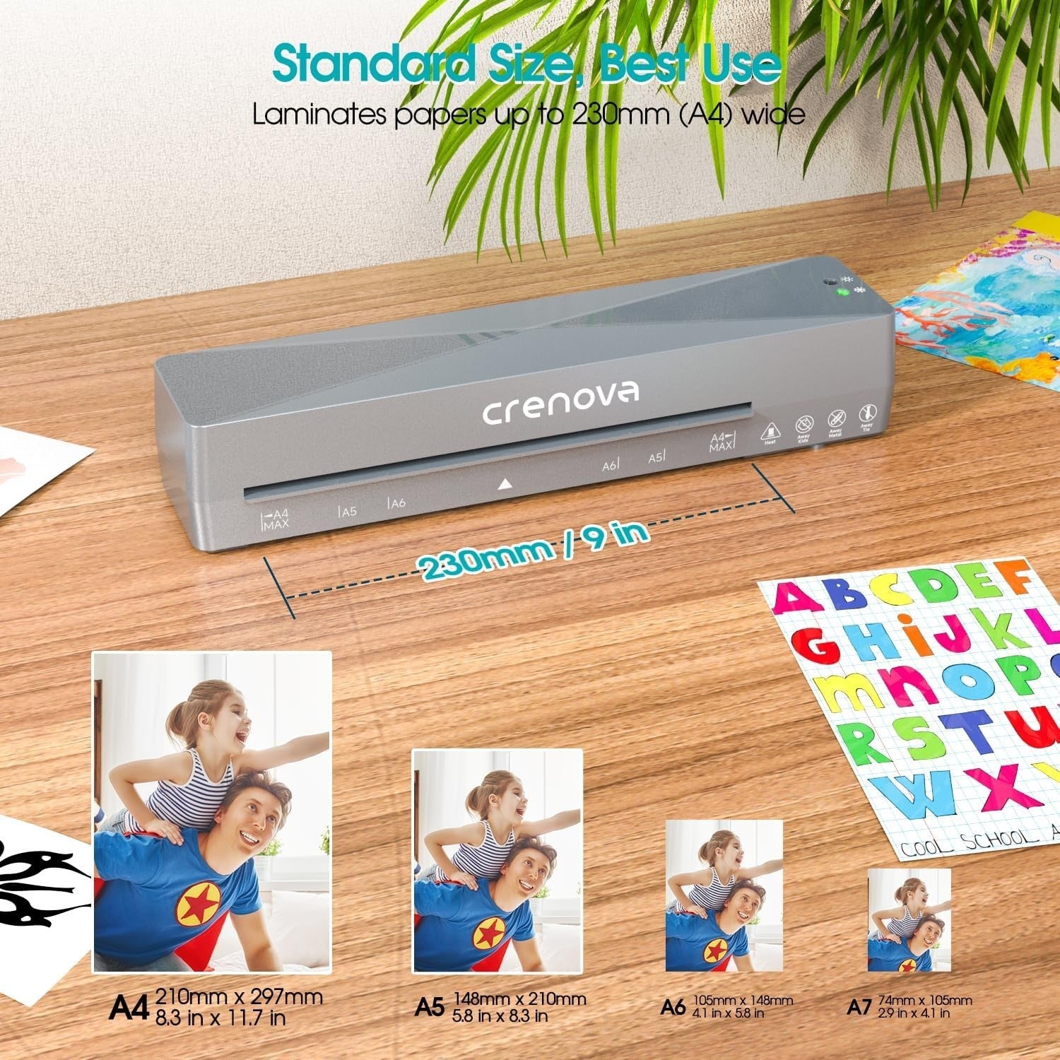 A4 Laminator Hot Cold Fast Warm Up Anti Jam Compact + 10 Pouches