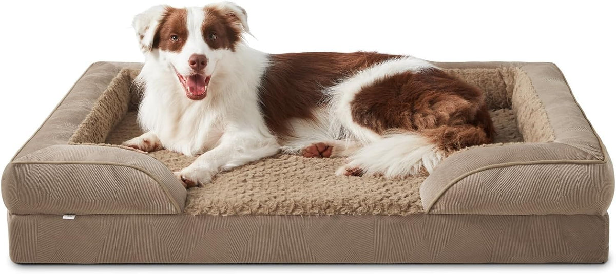 Large Orthopedic Memory Foam Dog Bed Washable Sofa 89x64x17cm Brown