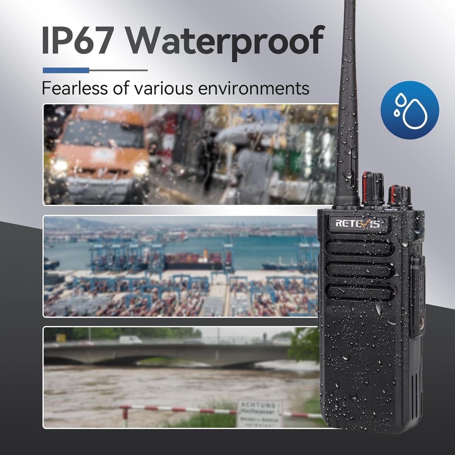 DMR Walkie Talkies IP67 Waterproof Long Range 128CH 3200mAh 2 Pack