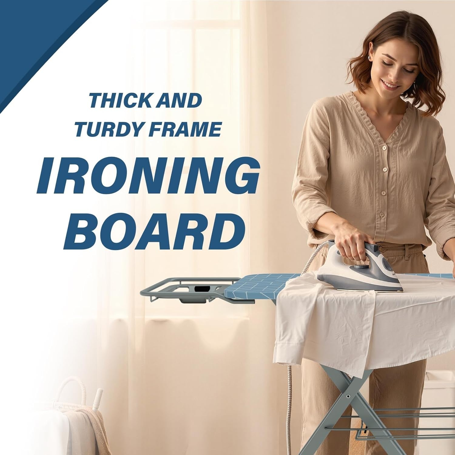 Ironing Board Height Adjustable Foldable Steam Generator 120x45cm