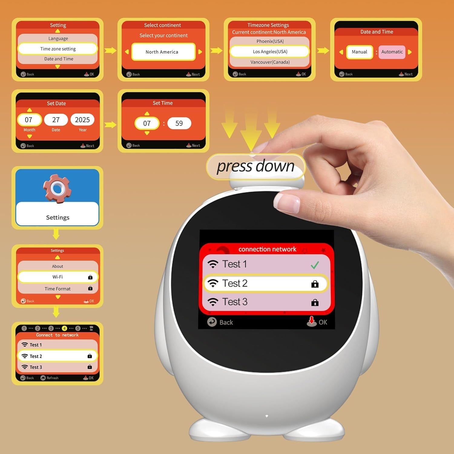 White Kids AI Alarm Clock WiFi Smart Voice Control Learning Sleep Trainer
