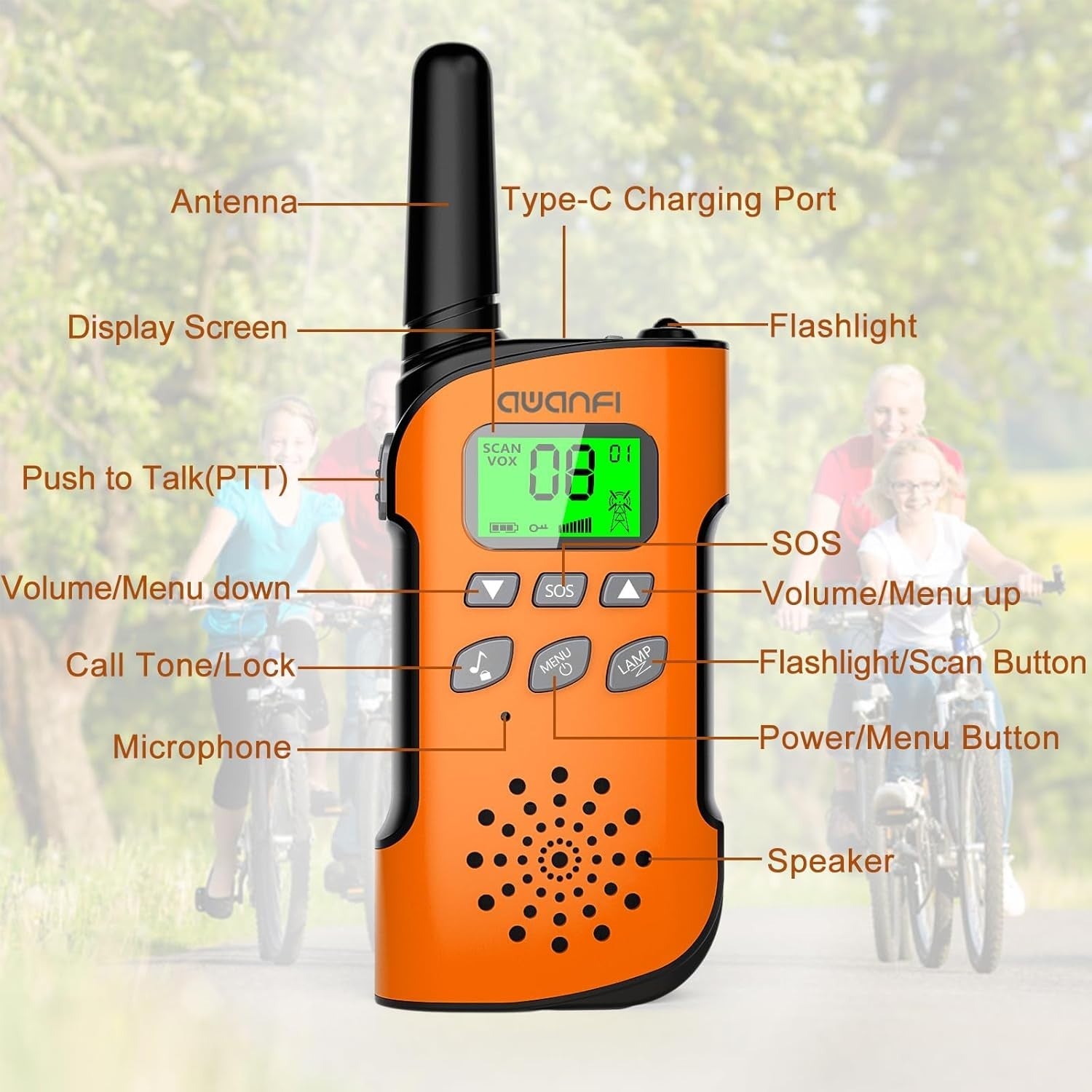 Kids Walkie Talkies 3 Pack Rechargeable VOX USB-C Long Range Radios