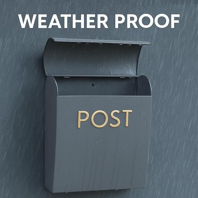 Wall Mounted Weatherproof Post Box Iron Mailbox Easy Install Outdoor Use