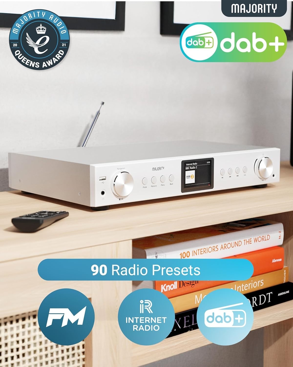 Bluetooth Internet Radio with DAB+/FM, Spotify, Podcasts & Remote
