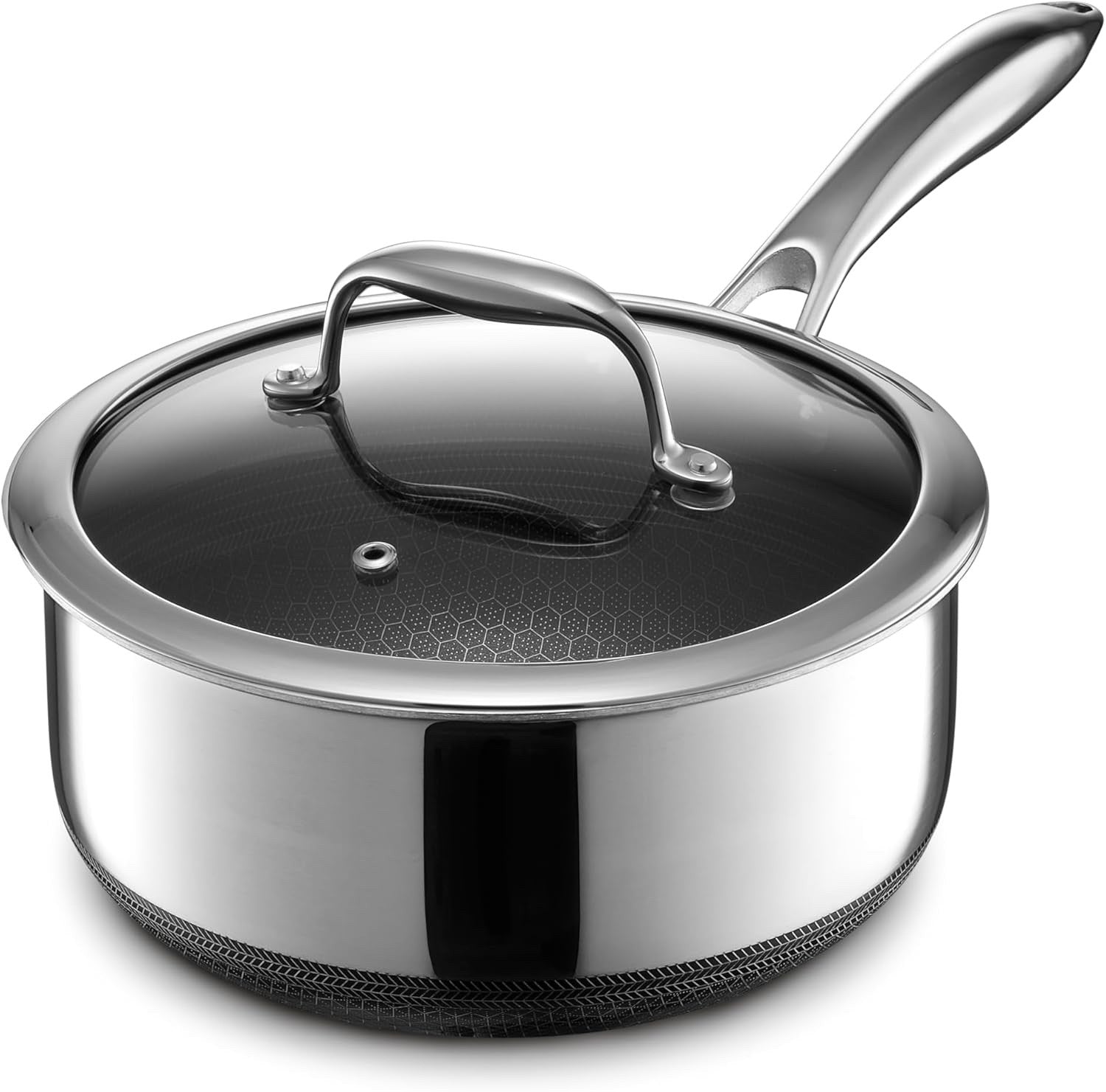 3L Non Stick Induction Saucepan with Glass Lid – Stainless Steel & Oven Safe