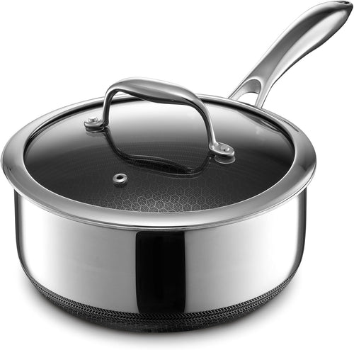 3L Non Stick Induction Saucepan with Glass Lid – Stainless Steel & Oven Safe