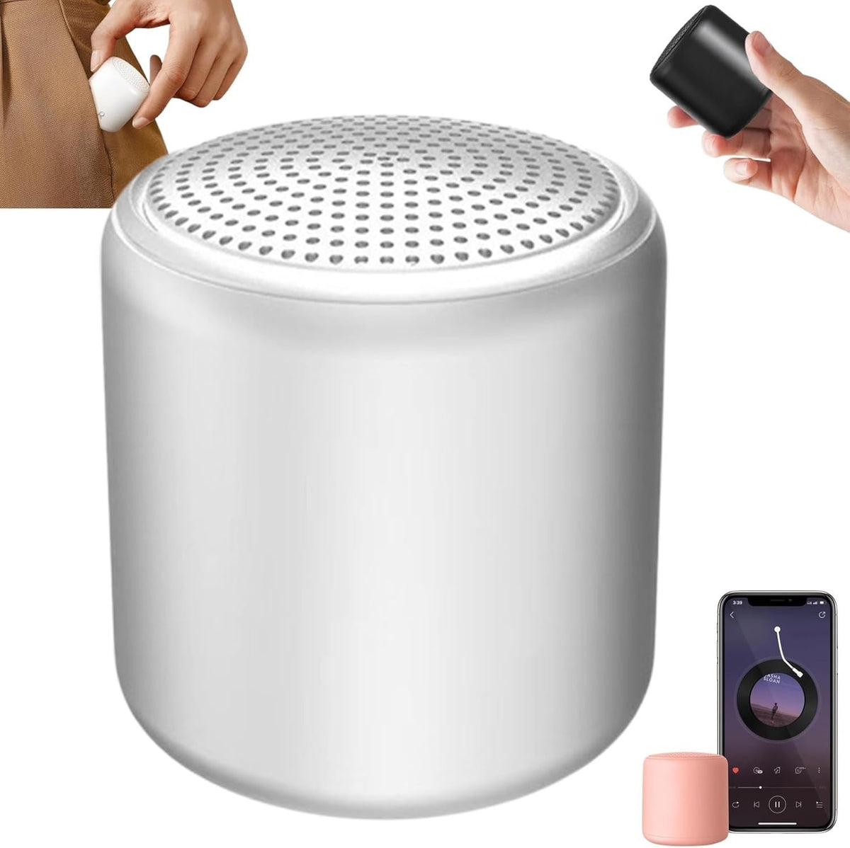 Portable White Noise Sound Machine Bluetooth Travel Speaker Pearl White
