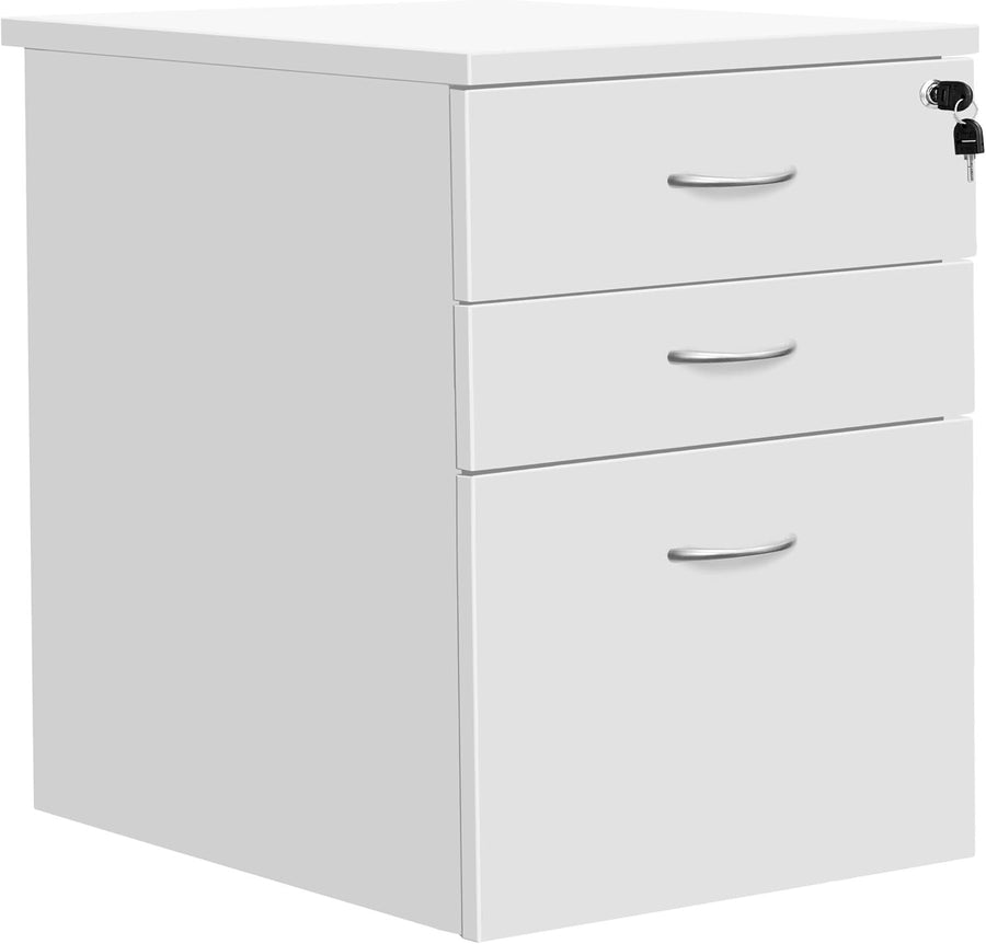 White Mobile Filing Cabinet 3 Drawer Lockable Under Desk A4