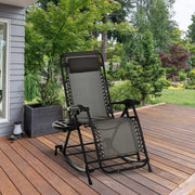 Folding Recliner Rocking Chair Zero Gravity Garden Lounger Cup Holder