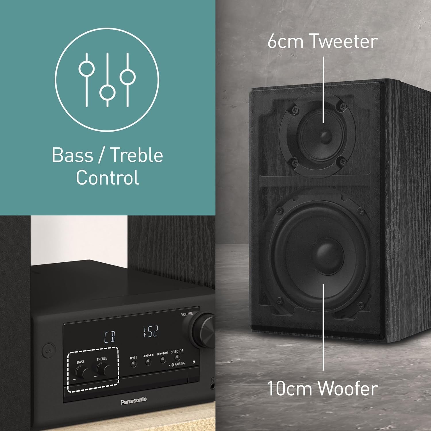 80W Micro HiFi System Bluetooth CD DAB Radio USB AUX Stereo Speakers