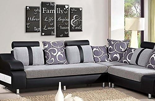 Family Love Quote 4‑Panel Framed Canvas Wall Art 44×27 in Decor