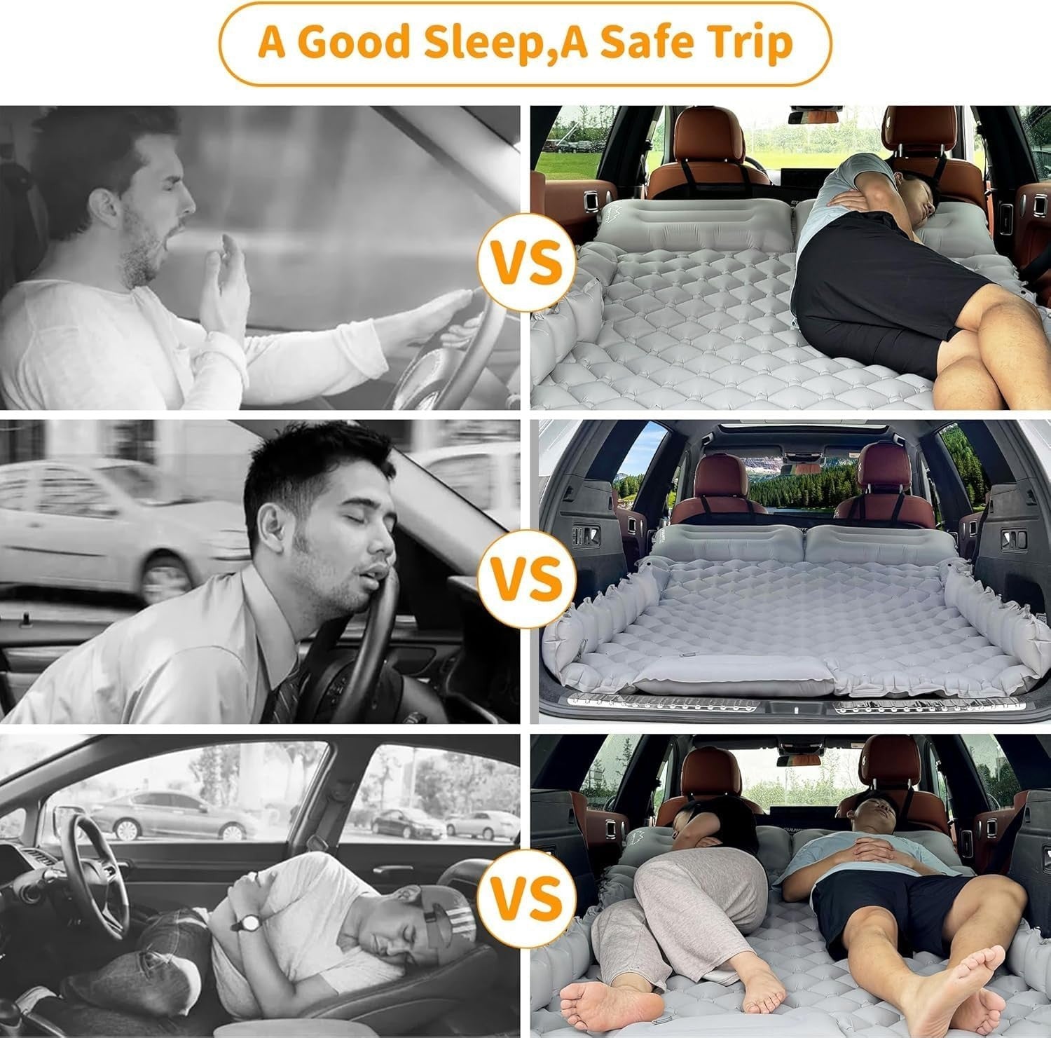 2-Person Inflatable Car Mattress with Foot Pump & Waterproof Travel Bed.