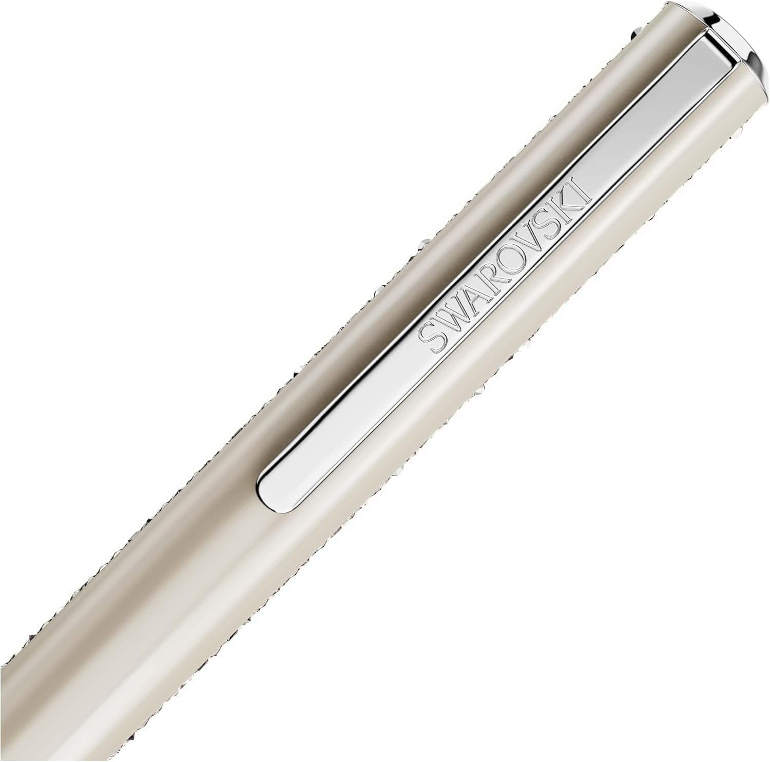 Beige Crystal Ballpoint Pen Black Ink Twist Mechanism Gift