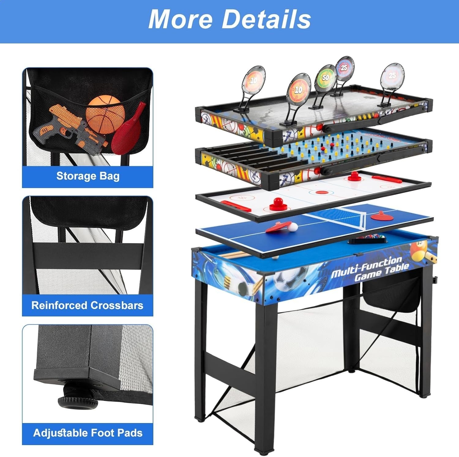 10 in 1 Multi Sports Game Table Air Hockey Pool Tennis Basketball Set