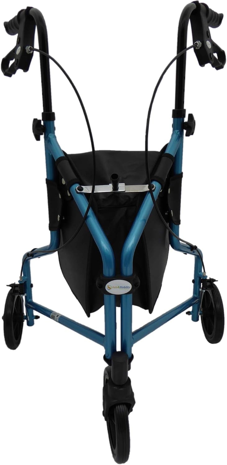 3 Wheel Rollator Walker Folding Lightweight Lockable Brakes Bag Indoor Outdoor
