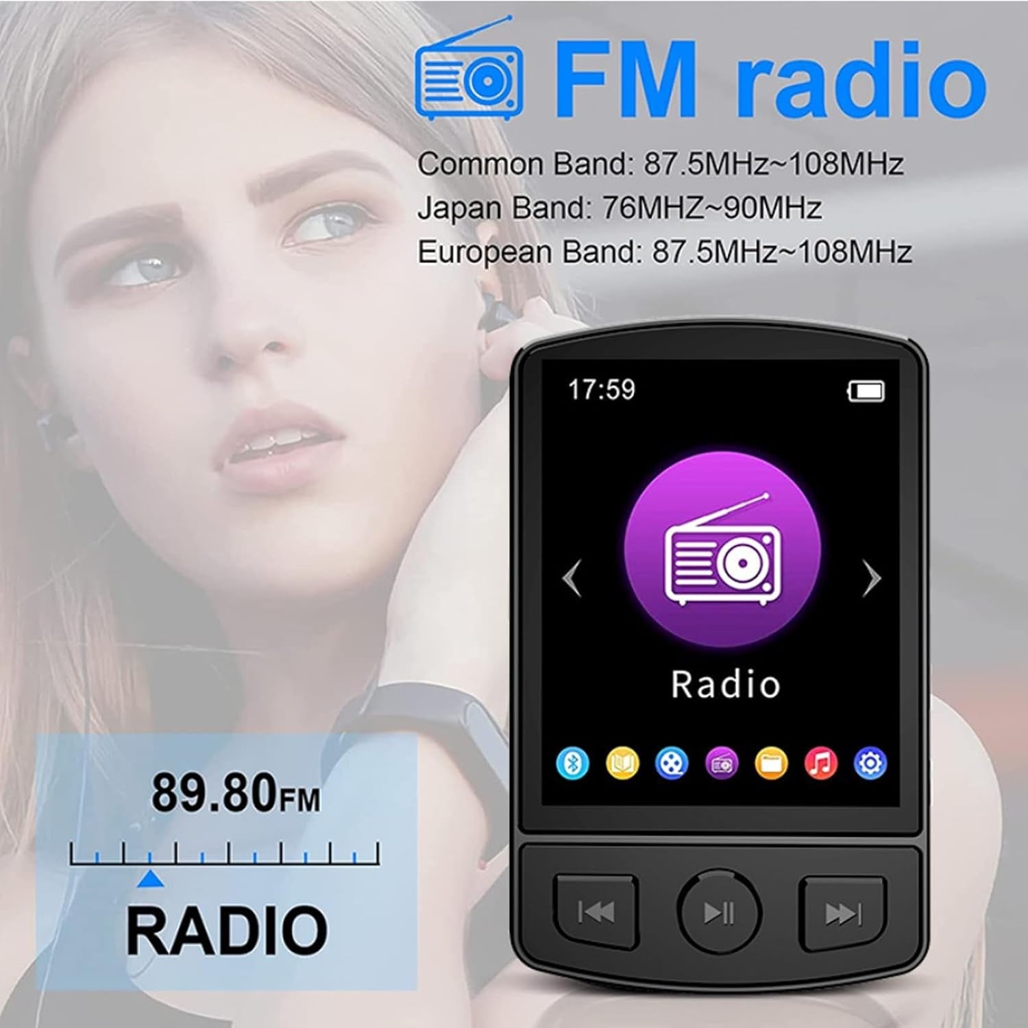 32GB MP3 Player Bluetooth FM Radio Speaker Recorder