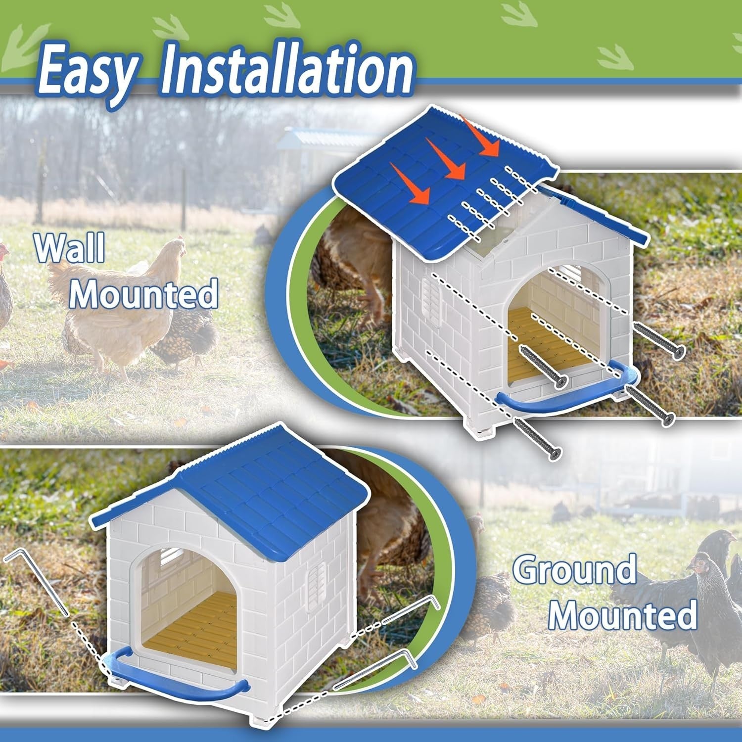 Large Plastic Chicken Nesting Box 1 Pack Easy Clean Wall Mounted