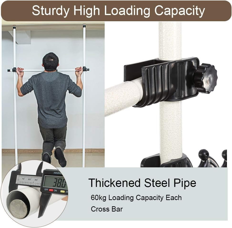 Heavy Duty Adjustable Telescopic Clothes Rack 2 Poles 2 Bars