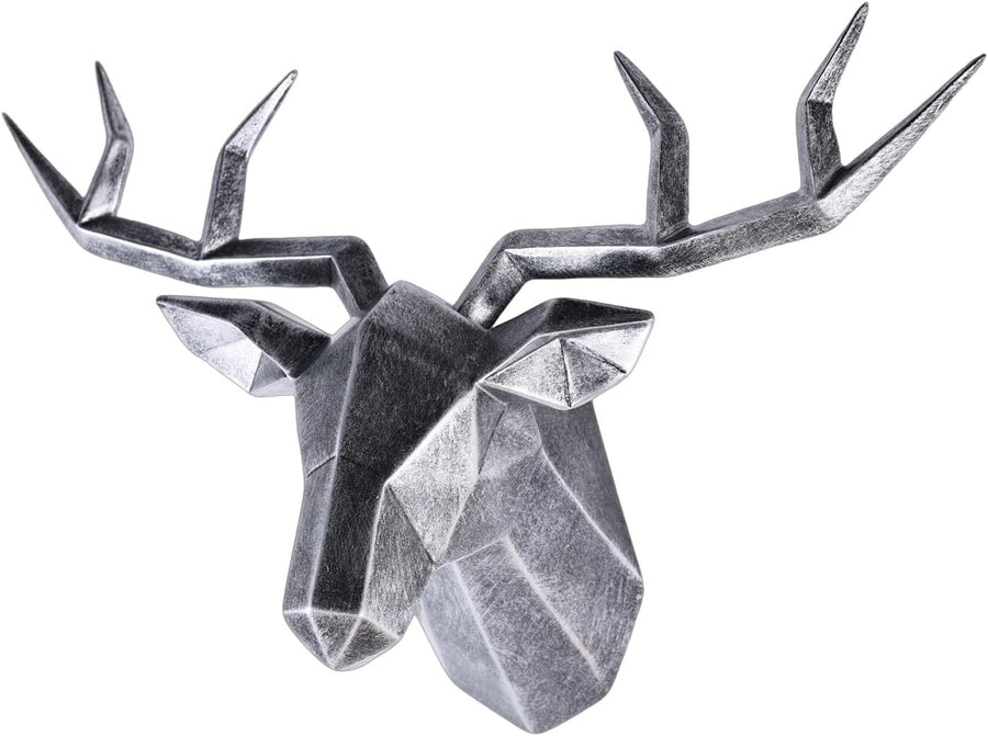 Silver Deer Head Wall Art Faux Resin Stag