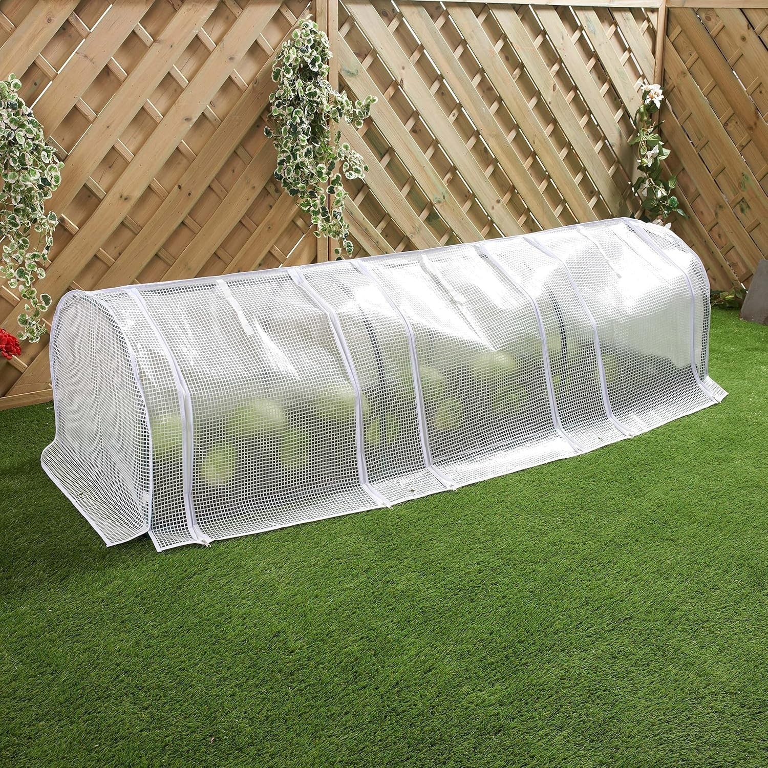 Polytunnel Greenhouse 3 Section with PE Mesh Cover & Steel Frame for Garden