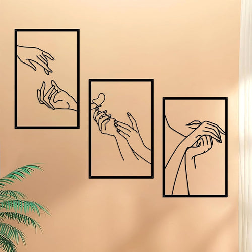 Minimalist Line Art Metal Wall Decor Female Hands Abstract Modern Home Art