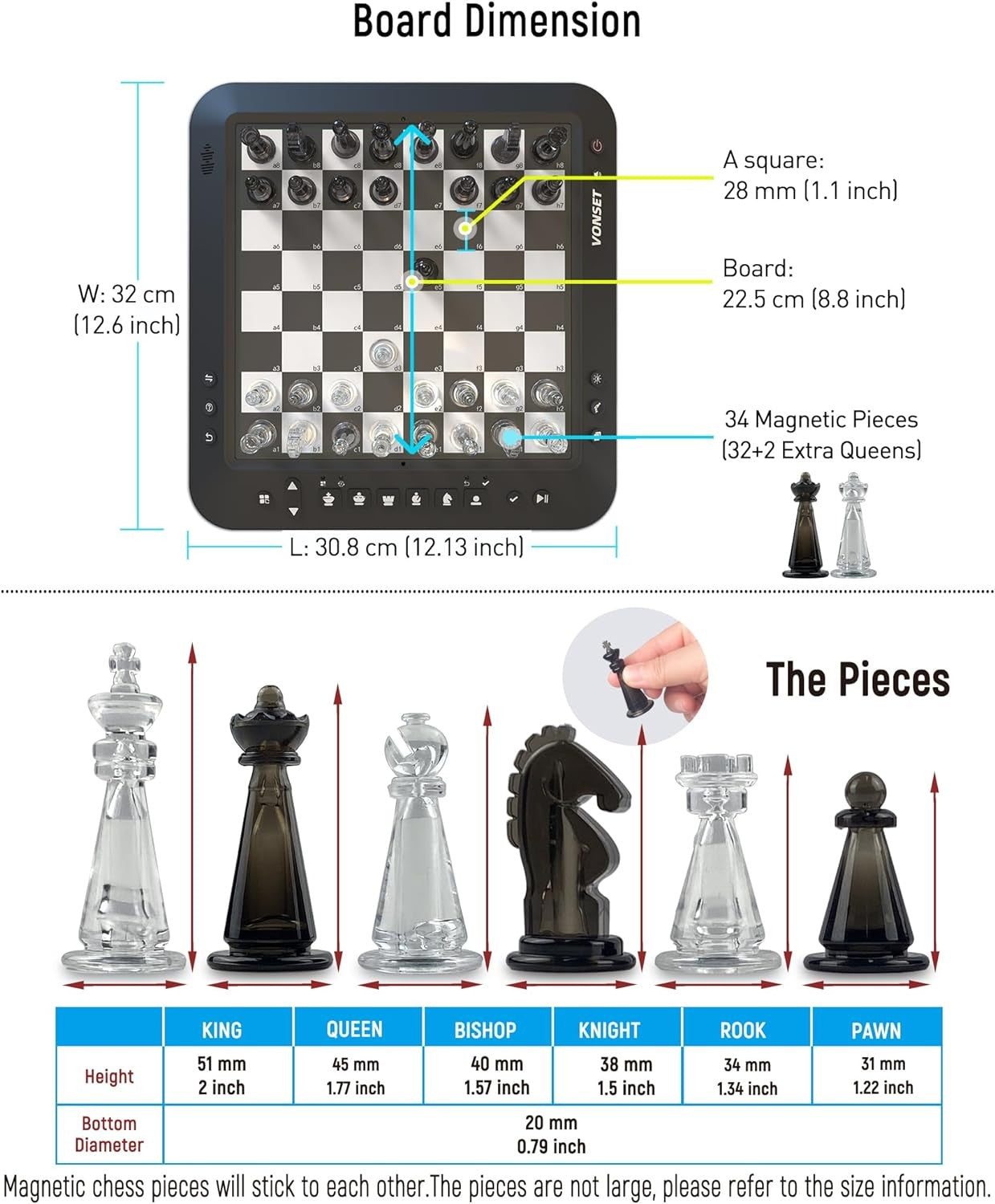 Electronic Chess Set w/ LED Lights, Talking Trainer & Magnetic Computer Board