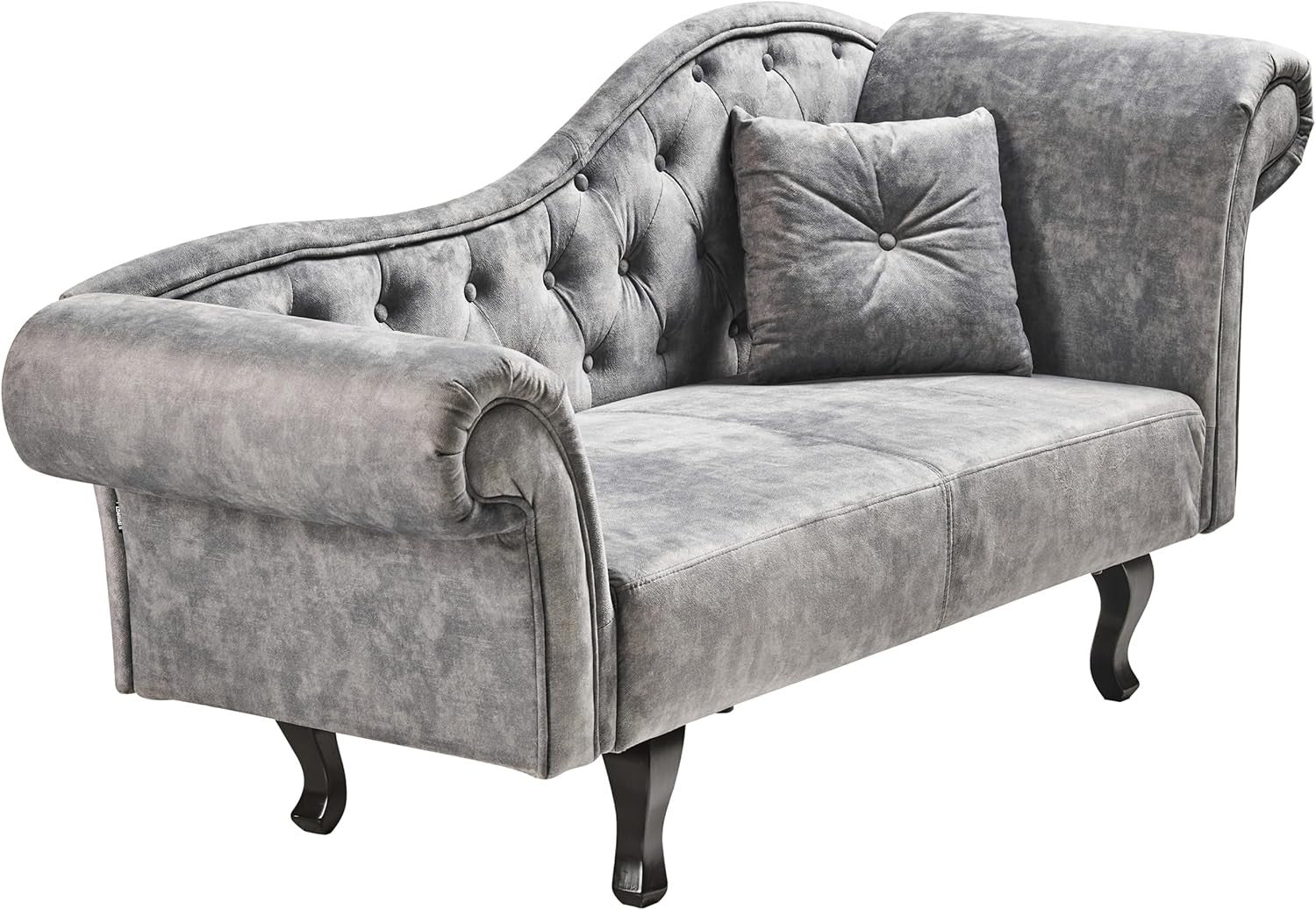 Grey Velvet Retro Chaise Lounge Right Hand | Button Tufted, Stylish Comfort