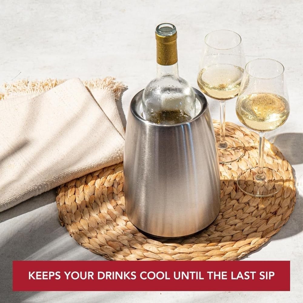 Wine Bottle Cooler Stainless Steel Tabletop Chiller Keeps Wine Cold Hours