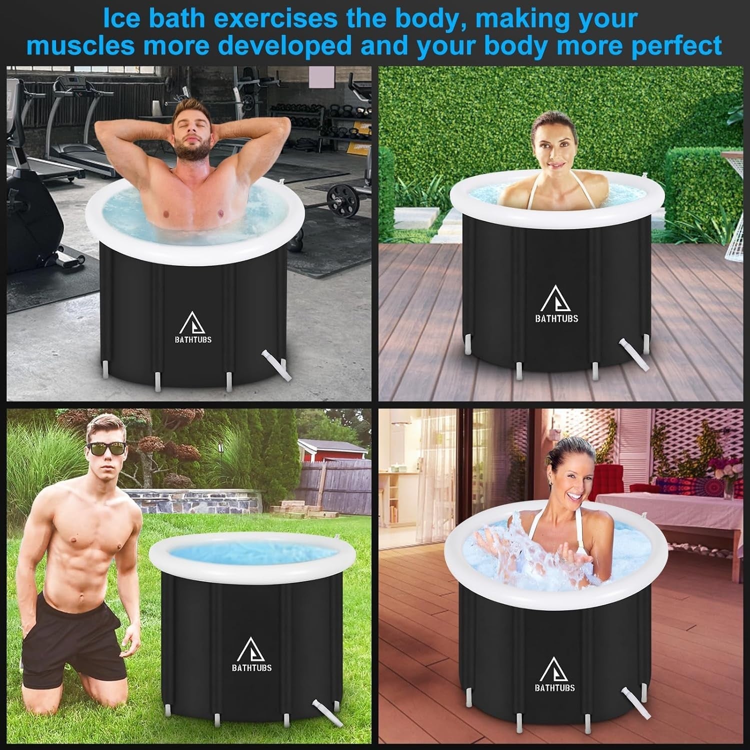 Portable 350L Ice Bath Recovery Tub Cold Plunge Spa for Athletes Muscle Therapy
