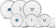18pc Dessert Plates Bowls Set Porcelain Glass Tableware Service for 6