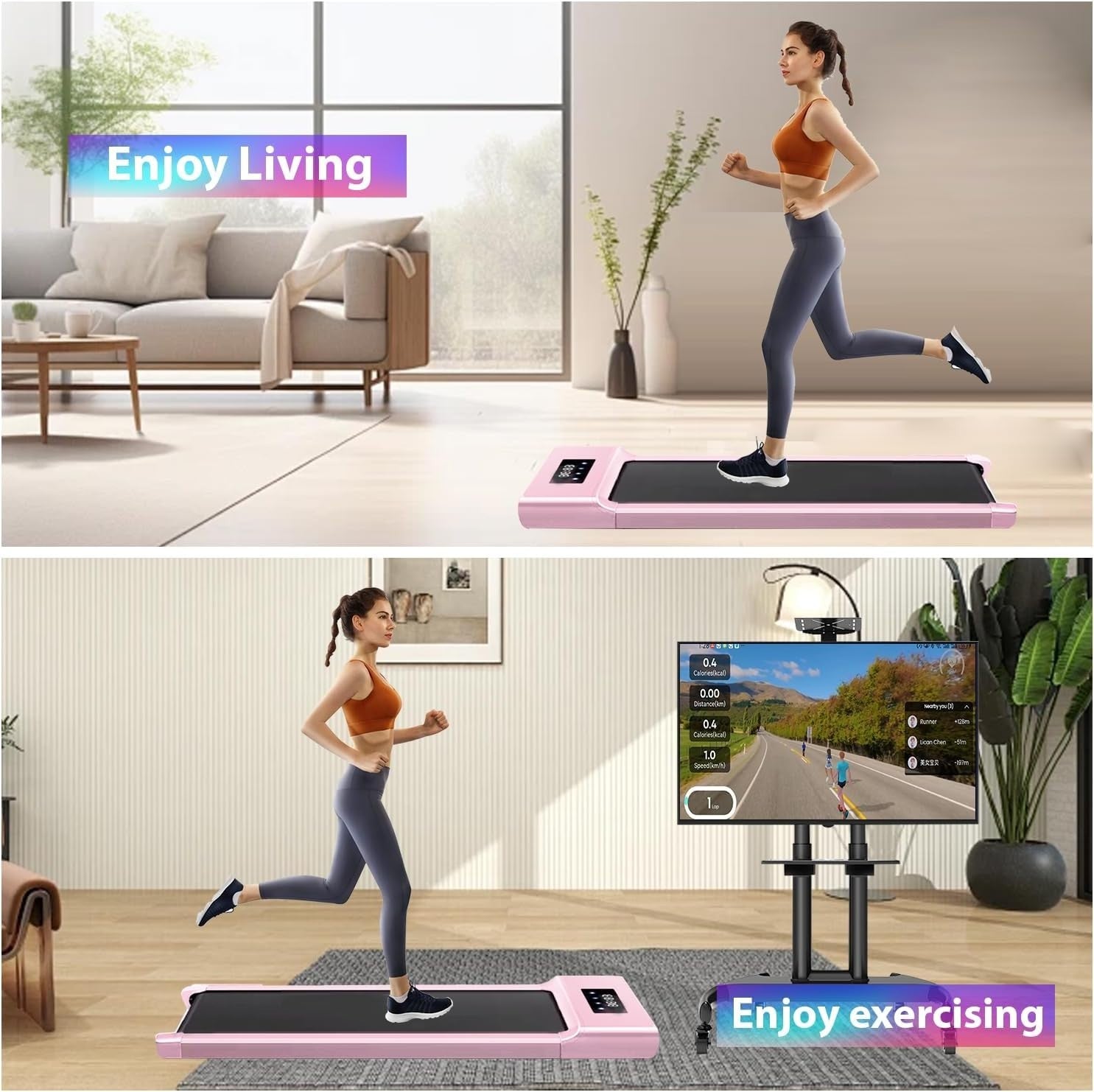 Under Desk Treadmill 1-12km/h Quiet Walking Running Pad w/ Bluetooth & Remote