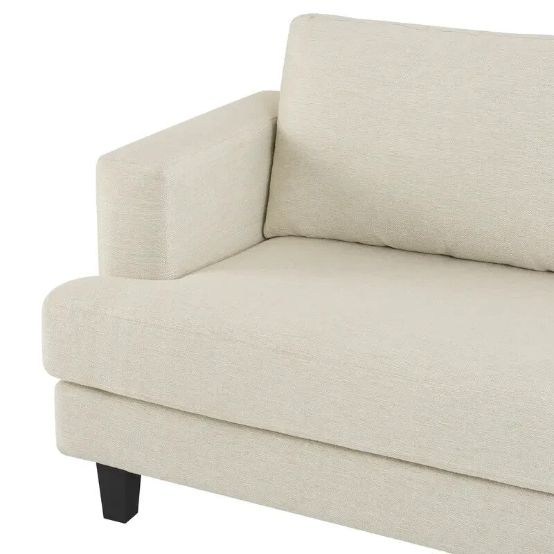 Natural Linen 3 Seater Sofa Modern Fabric Couch Cream Padded Seat Legs