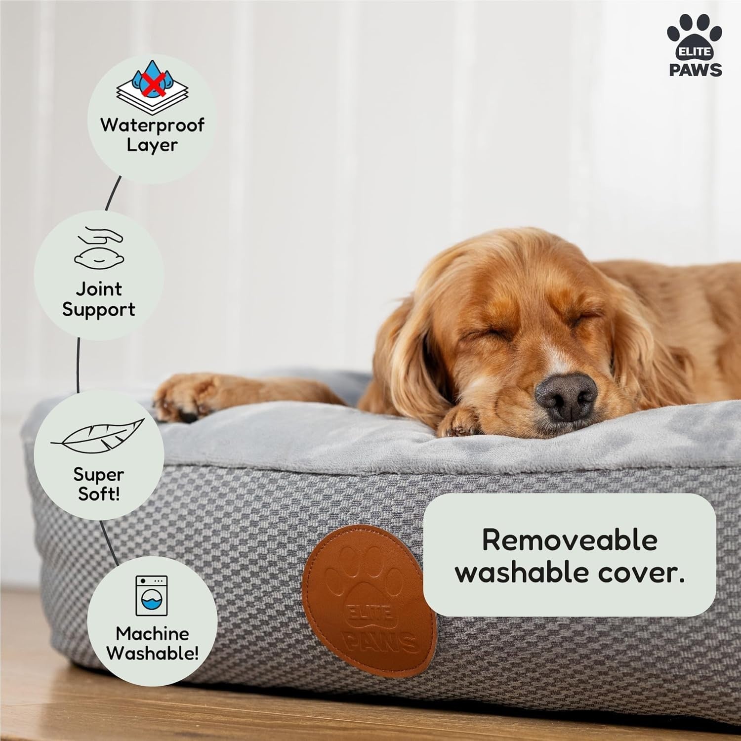Orthopedic Dog Bed Large 95x72x21cm Dual Foam Washable Grey