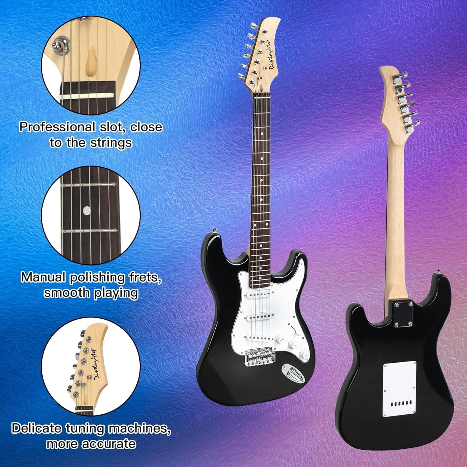 Full Size Electric Guitar Starter Kit Amp Stand Bag Tuner Black