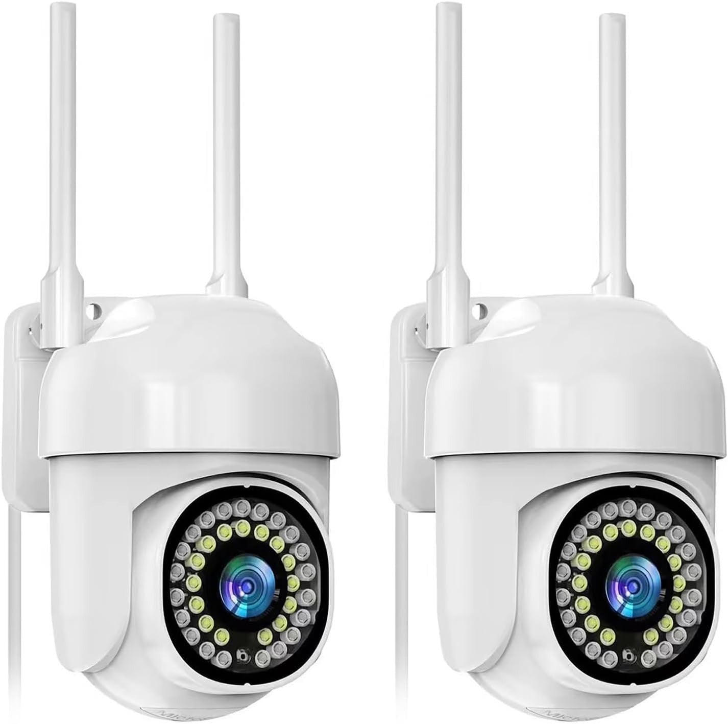 2 Pack 2K Outdoor Security Cameras 360° PTZ Color Night Vision WiFi