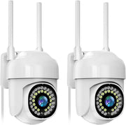 2 Pack 2K Outdoor Security Cameras 360° PTZ Color Night Vision WiFi