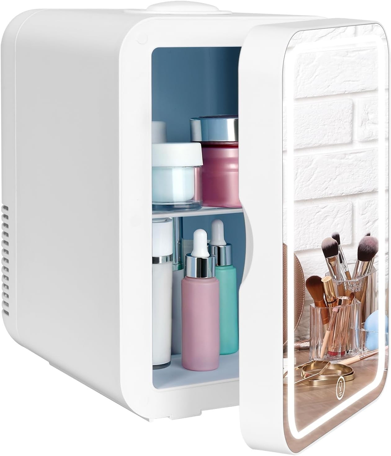 Portable Mini Skincare Fridge 8L LED Mirror AC/DC Bedroom Car Cooler