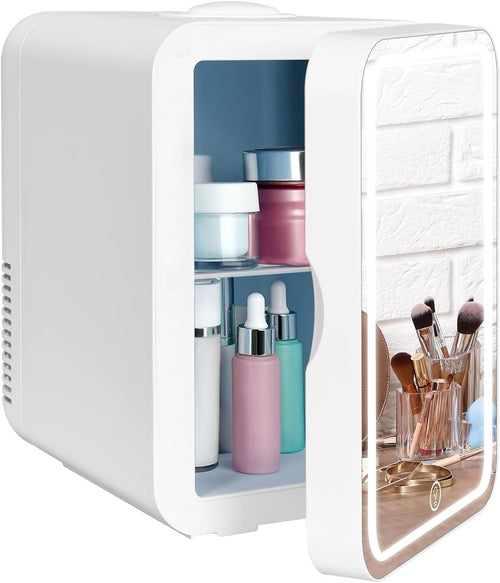 Portable Mini Skincare Fridge 8L LED Mirror AC/DC Bedroom Car Cooler