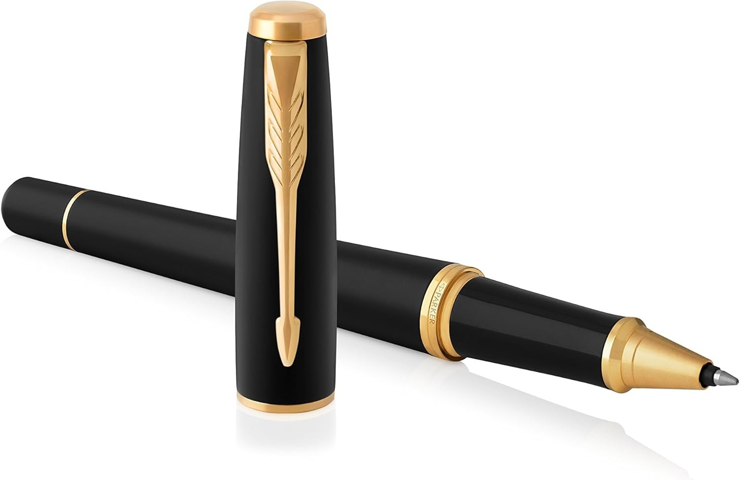 Luxury Rollerball Pen Muted Black Golden Trim Fine Point Smooth Ink Gift