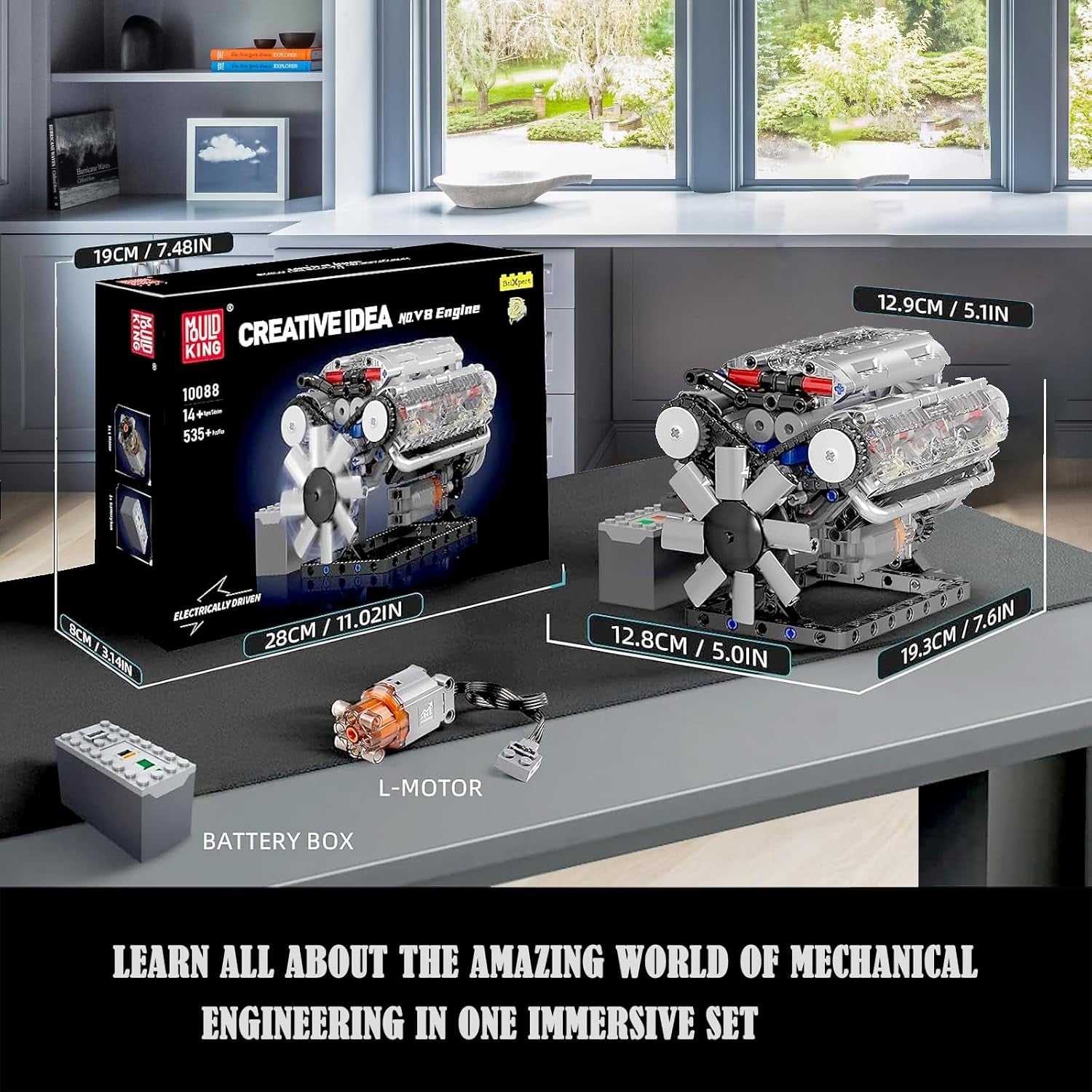Mini V8 Engine Model Kit 535pcs DIY STEM Motor Build Educational Mechanical Toy