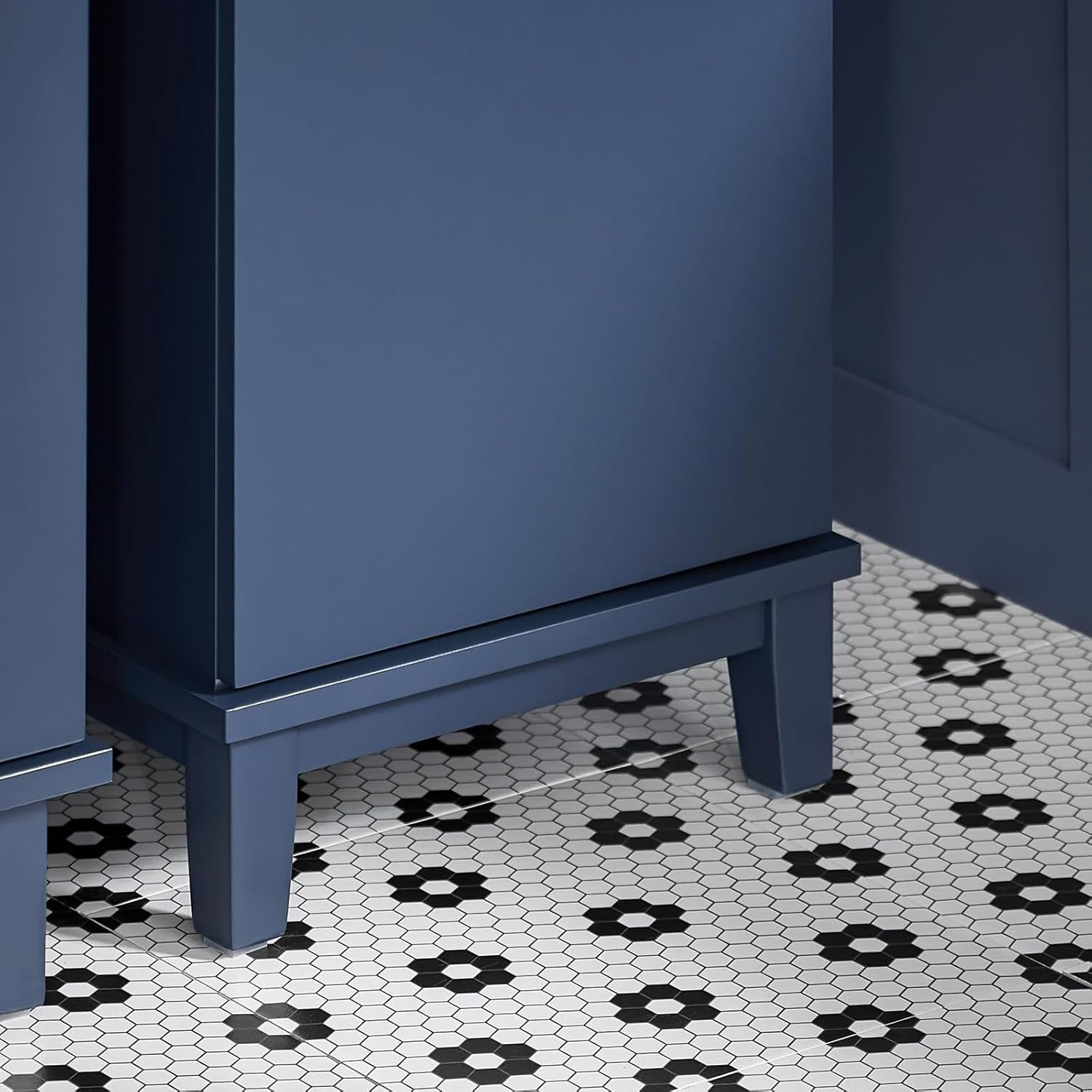 Slim Tall Bathroom Storage Cabinet with Drawer & 3 Shelves, Blue 35x30x170 cm