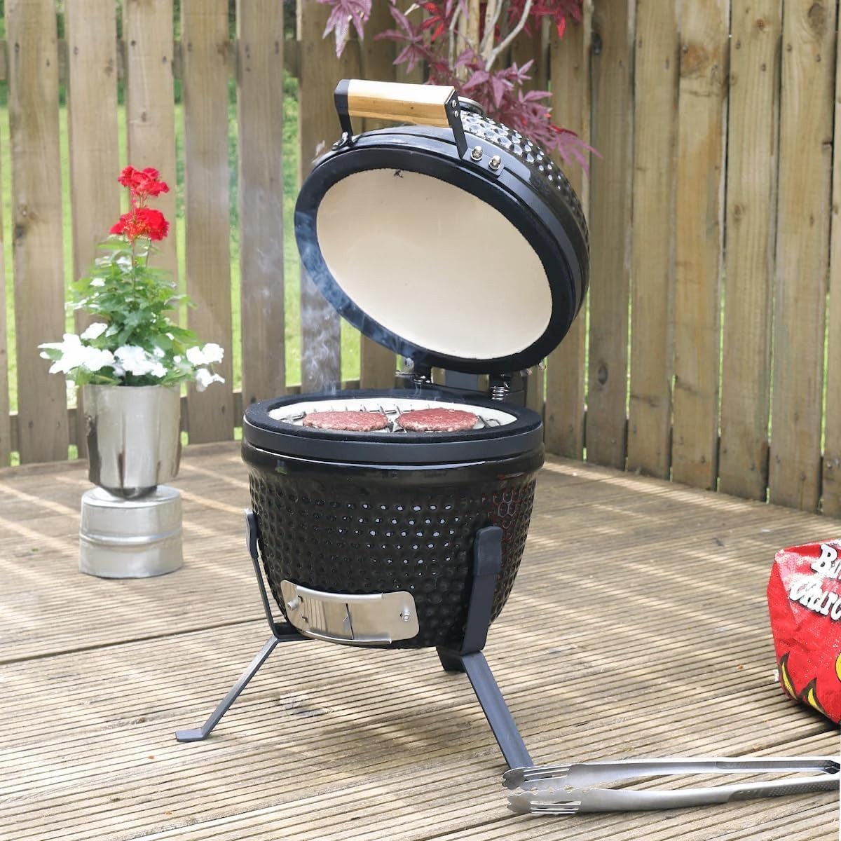 13" Ceramic Kamado Charcoal BBQ Grill Mini Egg Smoker Oven with Stand Outdoor