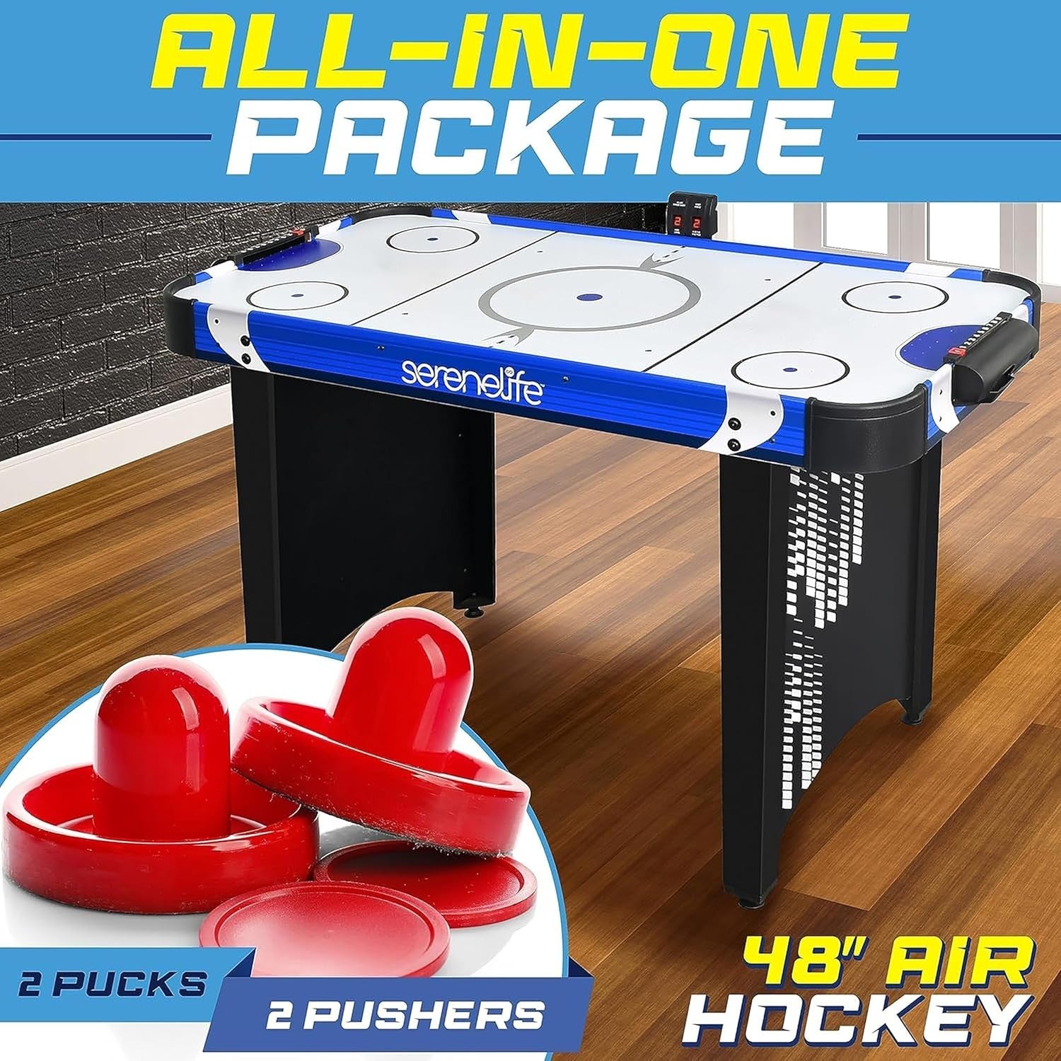 4ft Air Hockey Table LED Scoreboard Smooth Glide Arcade Game Indoor