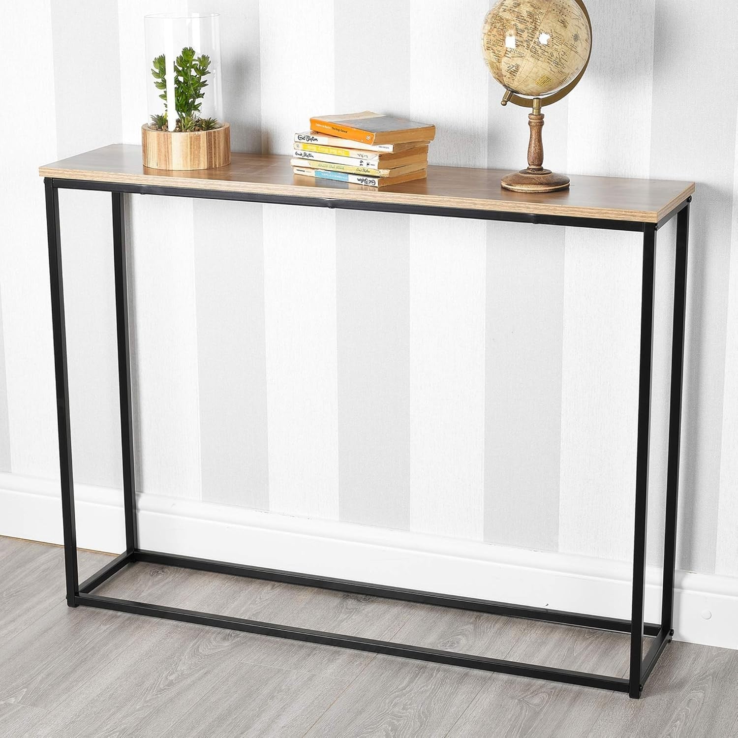 Sleek Oak Wooden Console Table with Metal Legs – Durable & Modern Hallway Furnit