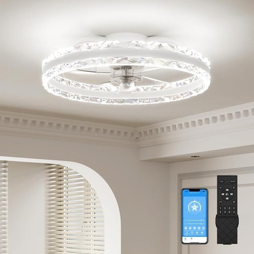 40CM Modern LED Ceiling Fan Light, 6 Speeds, Dimmable, Remote Control